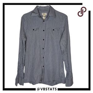 Diesel Men's Micro Gingham Cotton Western Button-up Shirt Blue White Medium